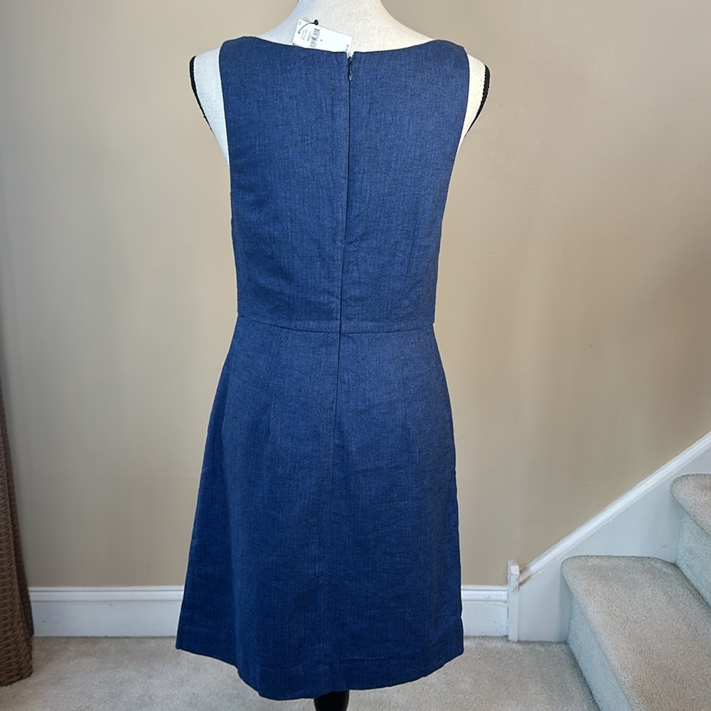 Banana Republic Classic Blue Herringbone Linen Blend Dress - Picture 5 of 13